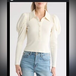 NWT Area Stars Womens Ford Long‎ Sleeve Polo top white XS